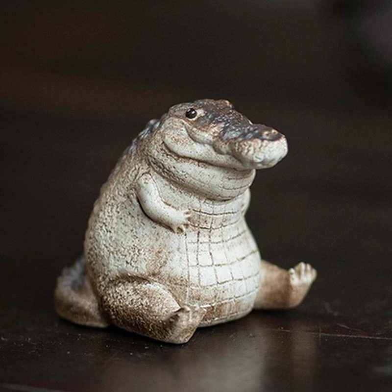 

Cute Crocodile Figurine Realistic Little Crocodiles Ornament Resin Tea Pet Model Home Decor Funny Feng Shui Gifts