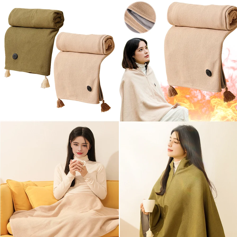 Wearable Heating Electric Heated Blanket 3 Heated Levels USB Heated Blanket Fast Heating Portable Body Warmer Blanket for Home