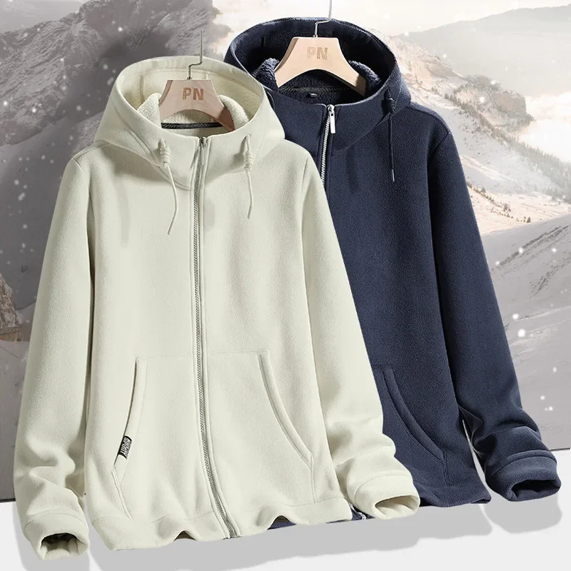 

A trendy brand thickened cardigan hooded sweatshirt and cashmere feel jacket for both men and women