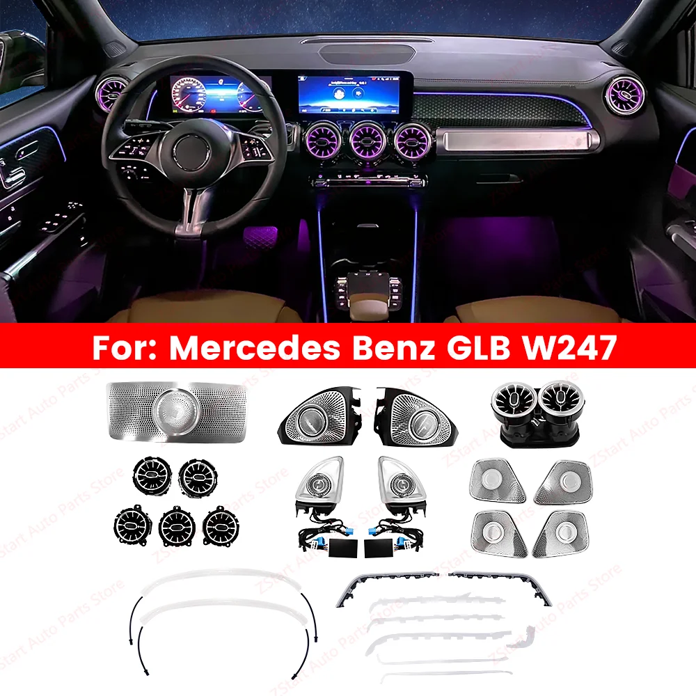 Car Ambient Light For Mercedes-Benz W177 W118 W246 CLA A 64 Colors LED Illuminated Atmosphere Ambient Light Advanced Air Outlet