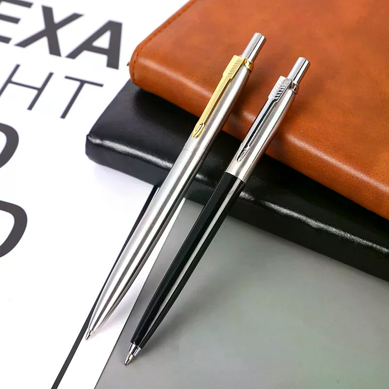 Luxury qualitymetal Ballpoint Pen stainless steel color Press signature pen ball point pen Stationery Office Supplies new