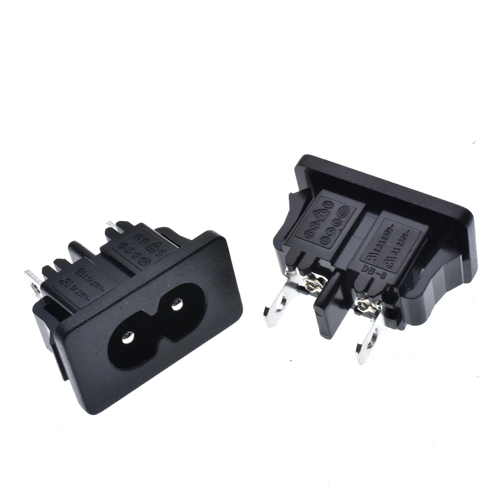 10Pcs/lot IEC320 C8 Firgure 8 Word Socket AC Power Outlet Connector 2Pin Male Plug Power Socket Connector AC 250V 2.5A