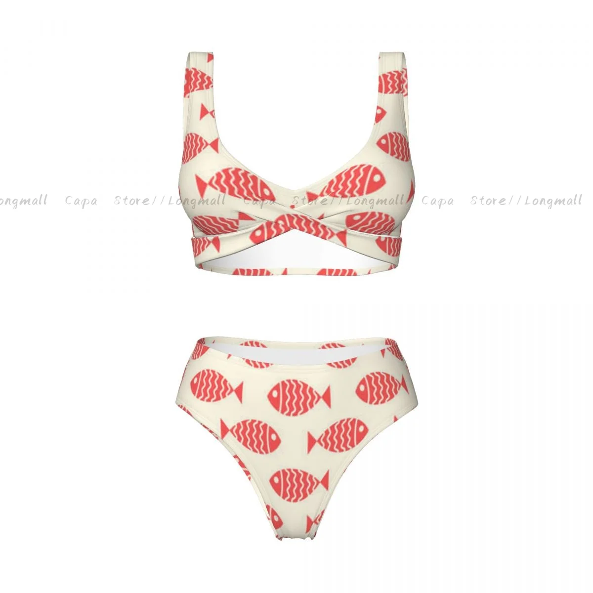 مثير مجموعة البكيني بحري السباحة الكرتون الأسماك النساء 2 قطعة ملابس السباحة عبر الحدود نمط