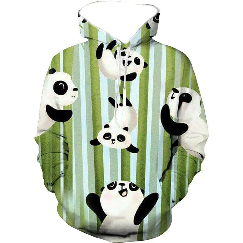 Felpe con cappuccio modello Panda cartone animato tendenza moda manica lunga simpatici animali pullover stampati in 3D felpa con cappuccio da uomo Casual oversize all'aperto