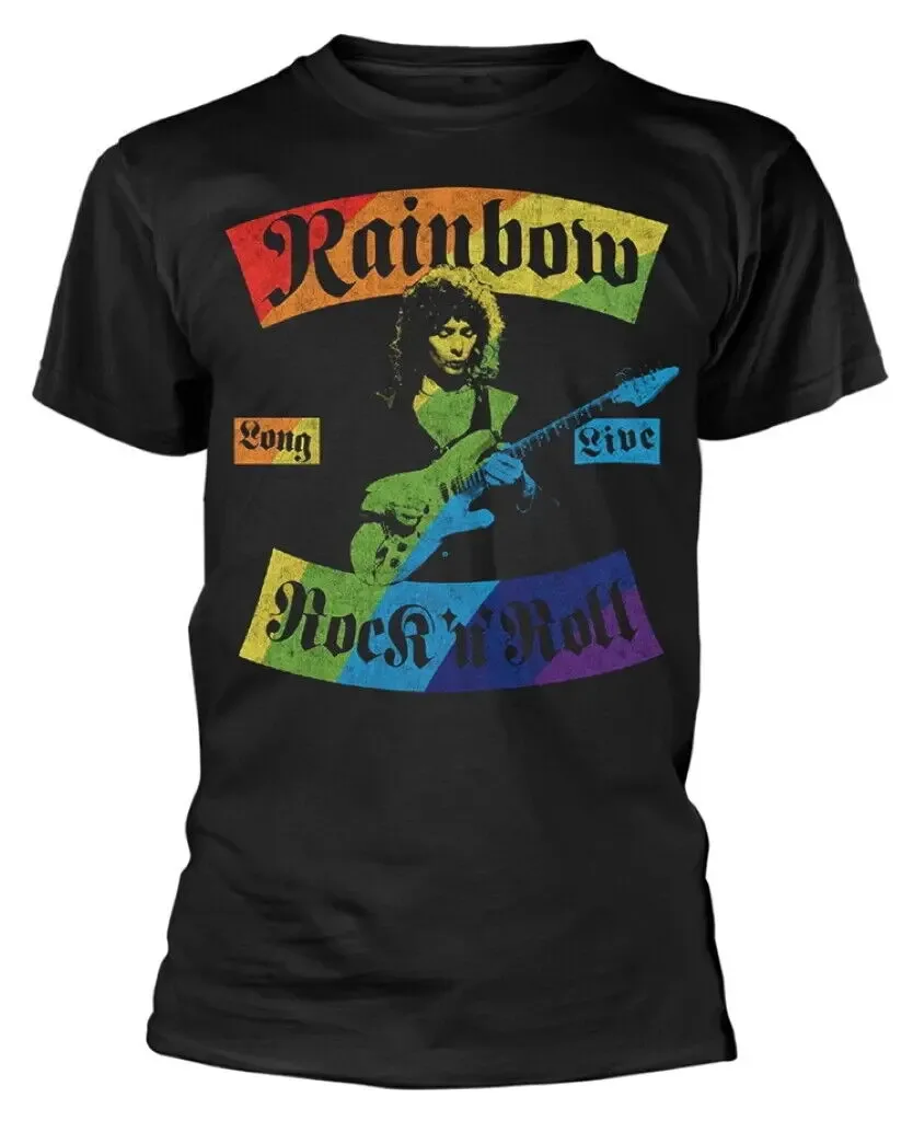 Rainbow Long Live Rock N Roll Black T Shirt New Official