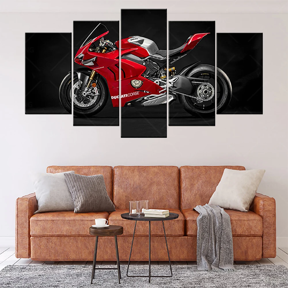 

Race Motorcycle Poster 5 Pieces Wall Art Canvas Painting Living Room Motorbike Picture Prints Bedroom HD Home Decor Interior Art