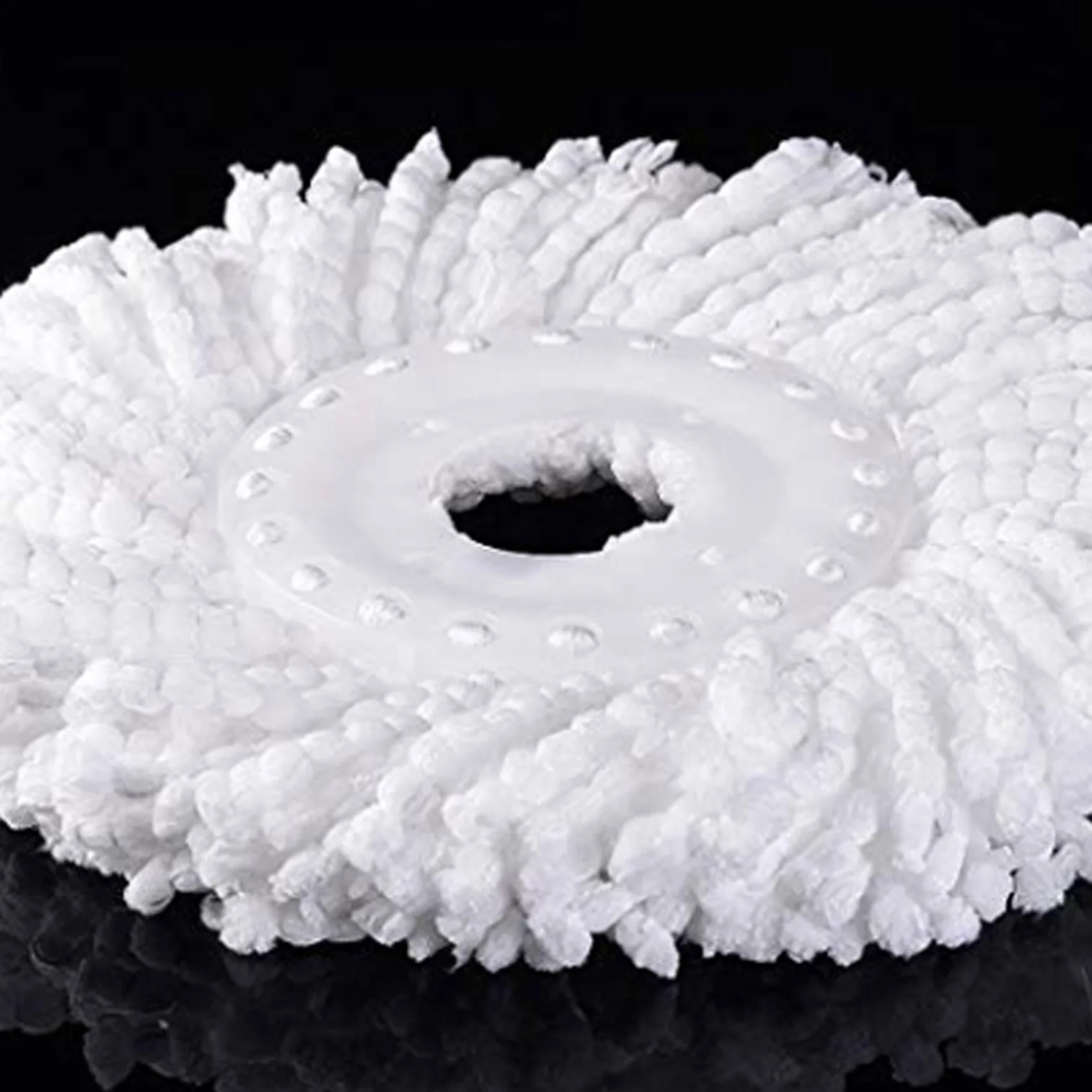 A74E-Mop Micro-Head Refill For 360° Spin Magic Mop-Microfiber Replacement Mop Head-Round Shape Standard Size (White-6 Pack)