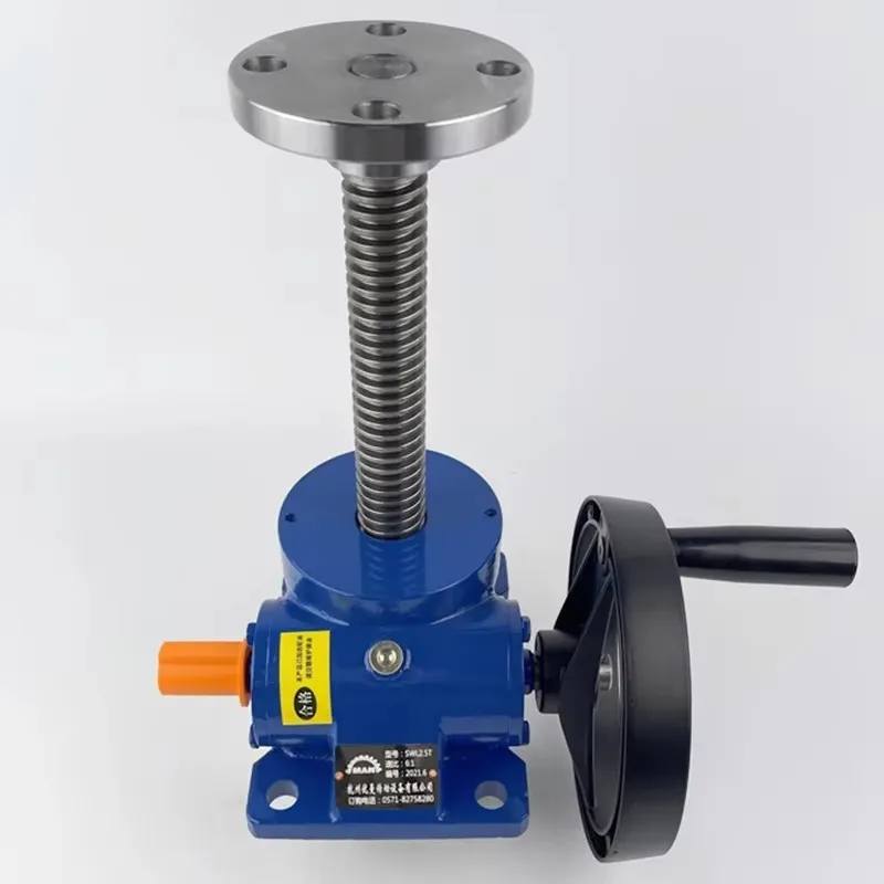 1T/2.5T Screw Rod Elevator, Small Manual Lifting Platform, Hand-Cranking Worm Screw Lift, Handwheel SWL Lifting Reducer