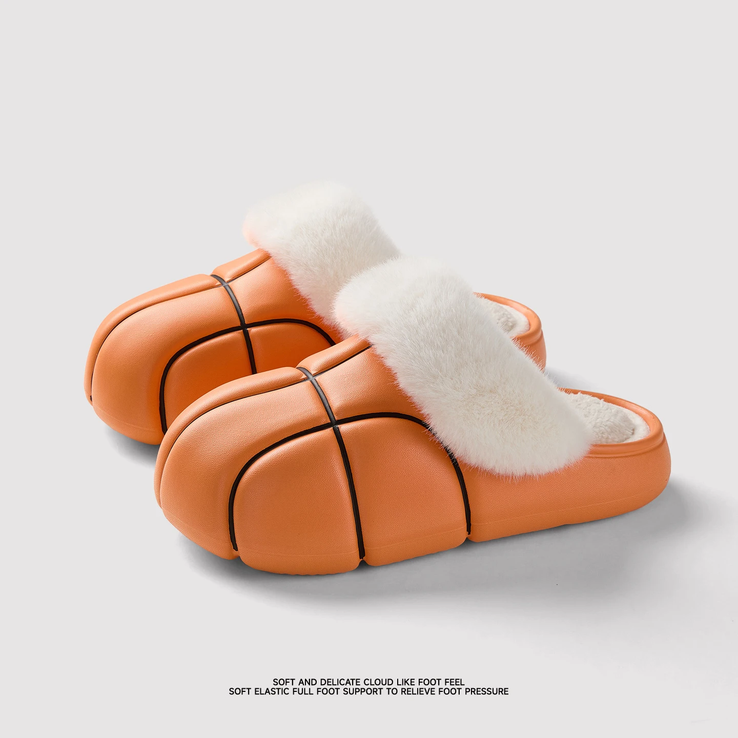 Creative Cartoon Basketball Winter Plush Slippers Home Men Interesting Waterproof Cotton Slippers Warm Outdoor Women Slippers