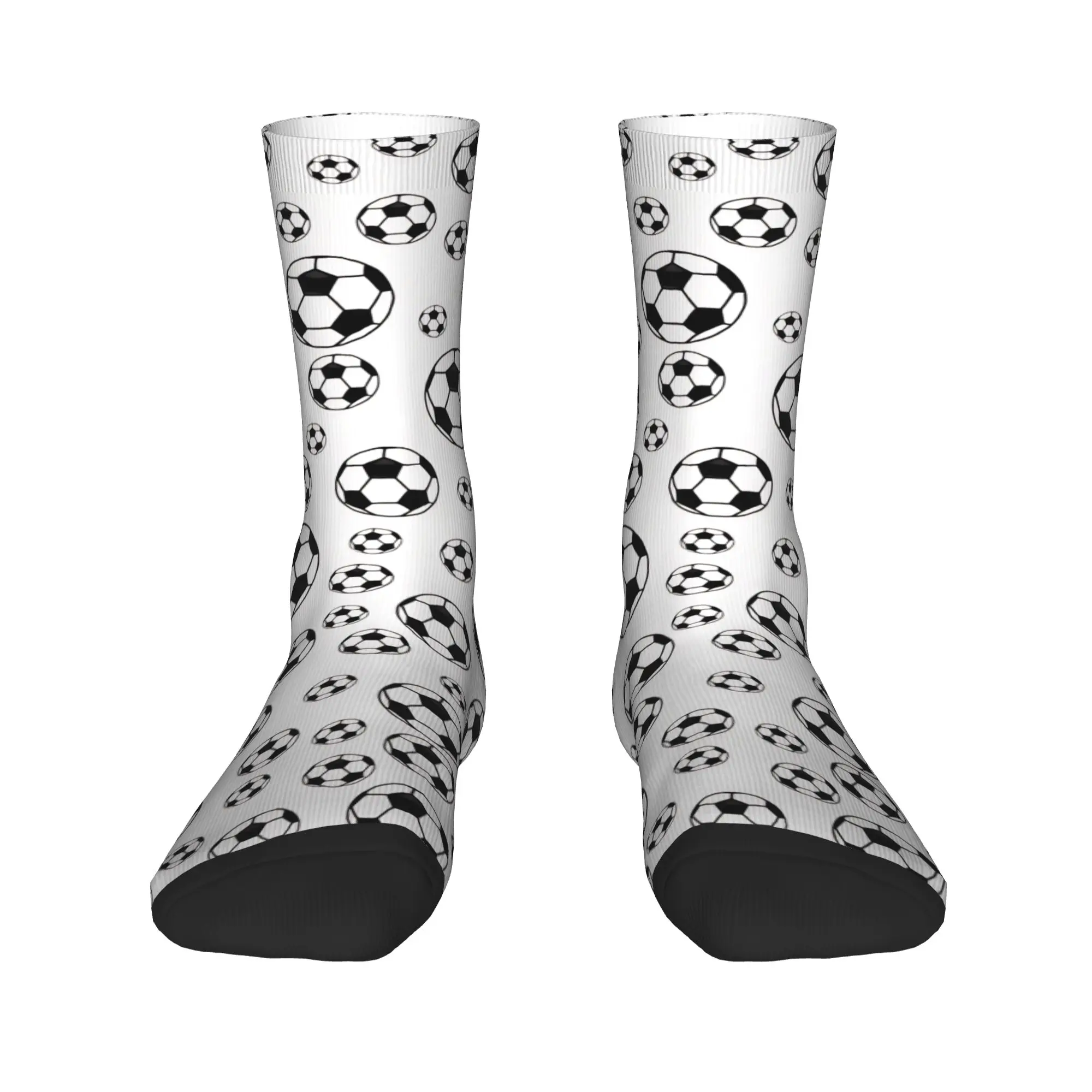 Women Men Socks Different Size Soccer Balls Doodle Pattern Stockings Non-Slip Soft Breathable Socks Spring Elegant Cycling Socks