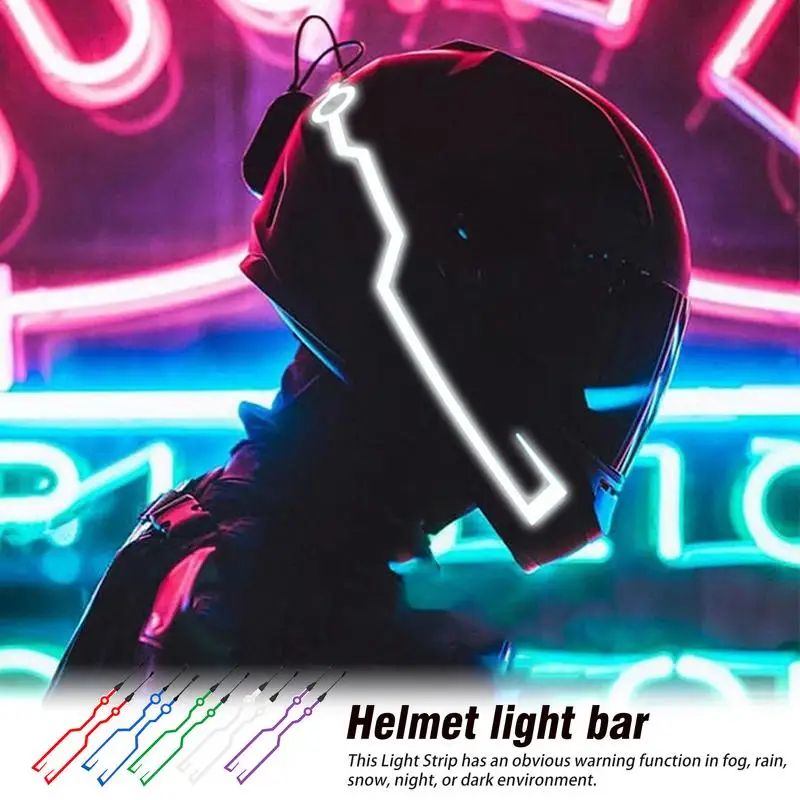 2 Pieces Motorcycle Helm Light Strip Night Riding Cold Light Stickers Flashing Flashing Warning Lights Night Riding Helm Kit