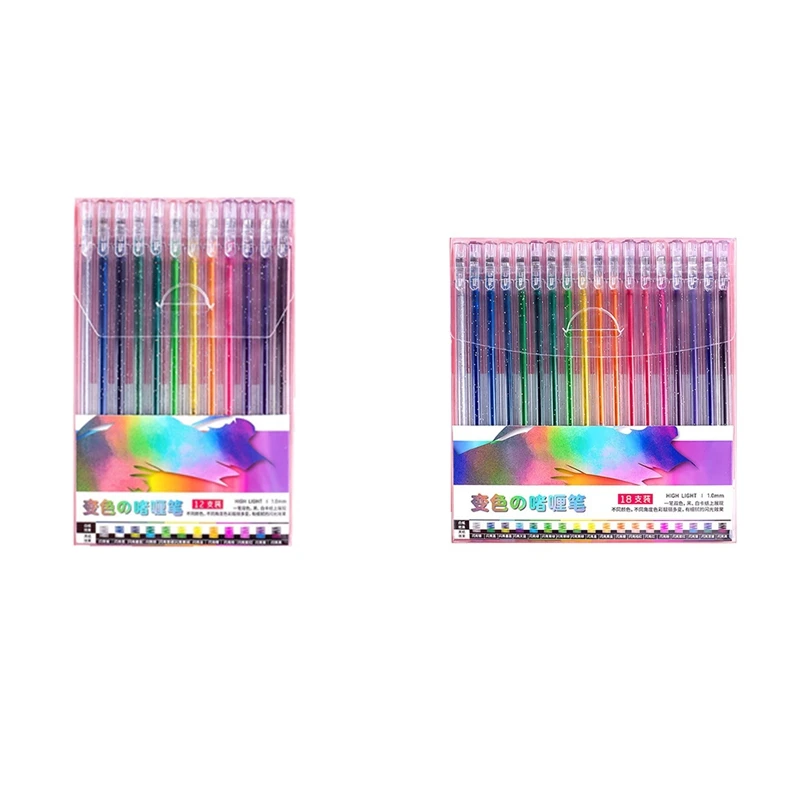 MAKE-Kit de stylo Gel à paillettes, marqueurs de Gel colorés pour artiste, stylos néon pour dessin