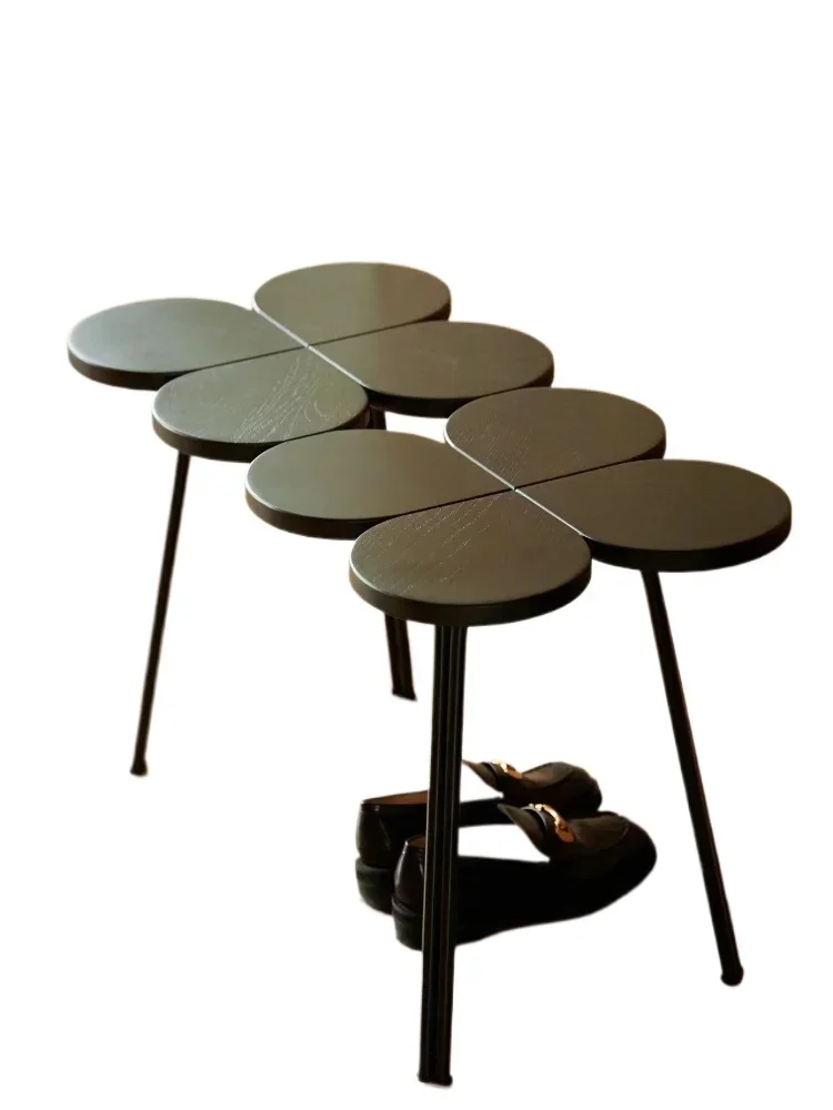 

Nordic four-leaf clover solid wood bench designer entry shoe stool modern small apartment dining table stool at home door
