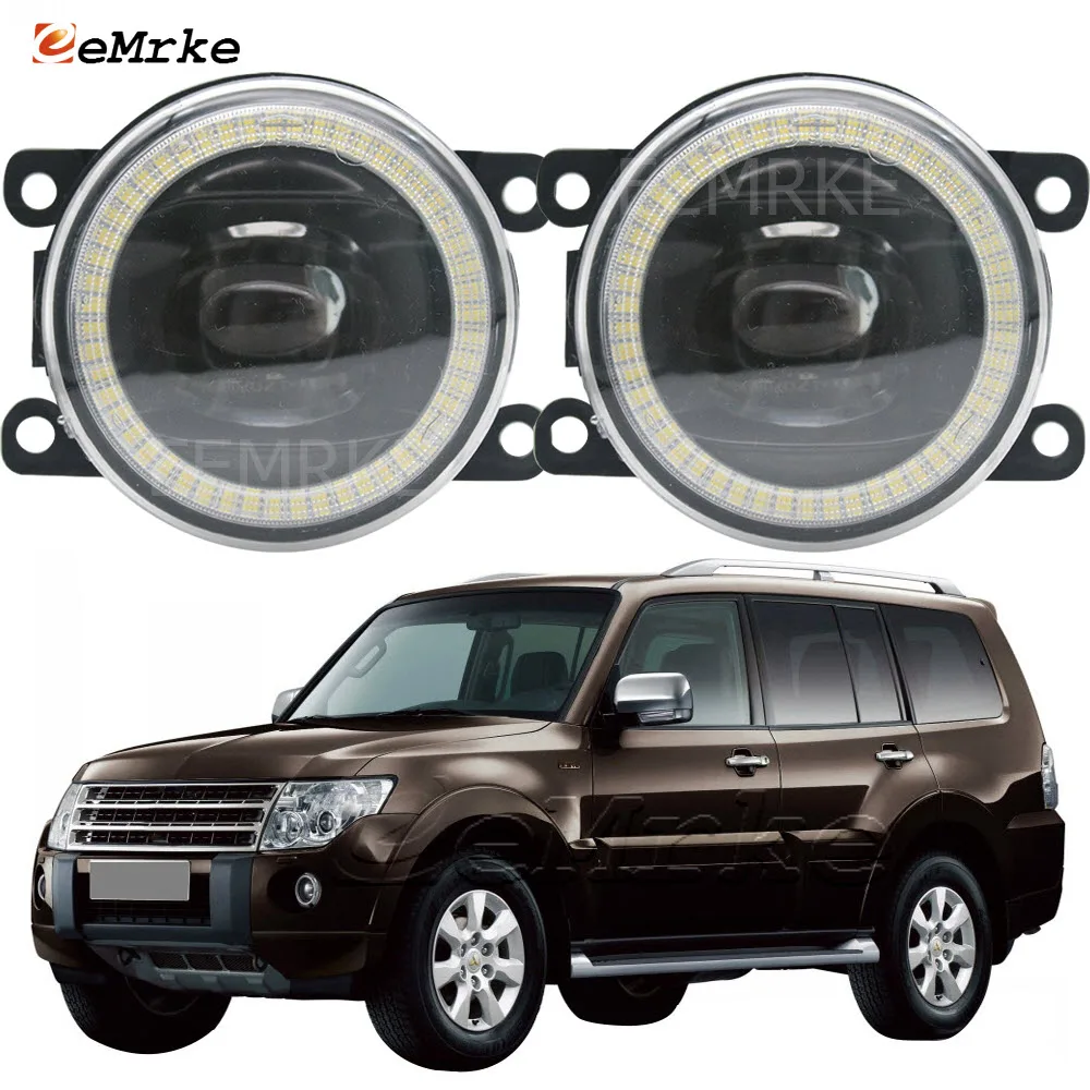 

2Pcs Led Fog Lamp Cut-Line Lens for Mitsubishi Montero Shogun Pajero iv V8_ V9_ 2006~2018 Angel Eyes DRL Daytime Running Lights