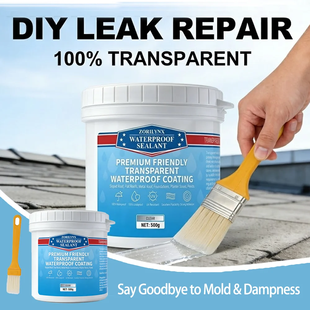 Transparent  Waterproof  Sealant  Coating Invisible Anti-Leak Adhesive with Brush for Roof Wall  Bathroom Repair ZORILYNX