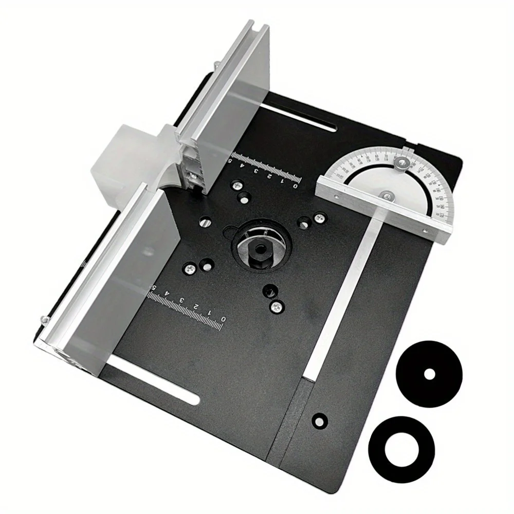 

Woodworking Router Table Insert Plate, Aluminum Mounting Plate with Miter Slot Guide and Fixing Bracket for Trimming Machine
