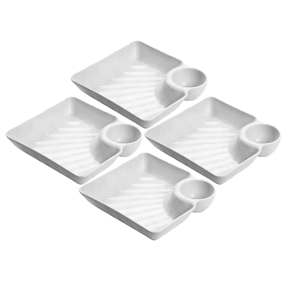 

4pcs Snack Tray Set Kitchen Food Trays Mini Platter Party Square Large Platter Plastic Serving Tray Modern Style Food Serving