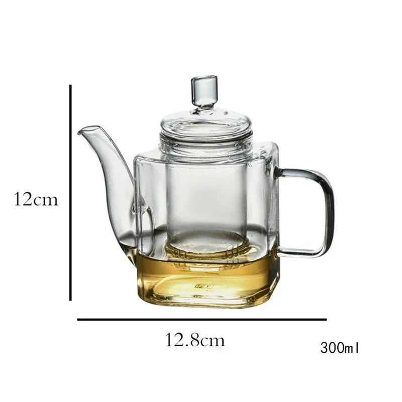 Japanese Style Handmade Heat Resistant Square Glass Teapot With Filter Liner Boiling Flower Tea Pot Kung FuTea Set Teaware
