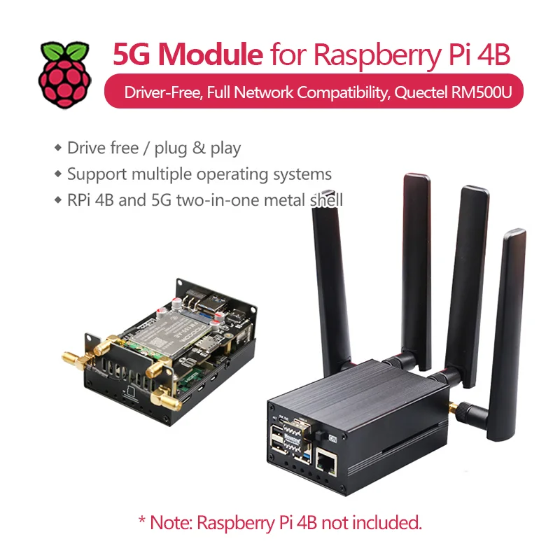 وحدة 5G لـ Raspberry Pi 4B، بدون سائق، شبكة كاملة، RNDIS، X55، UniSOC، Fibocom، RM500U، SSH، OpenWrt، Ubuntu، CentOS