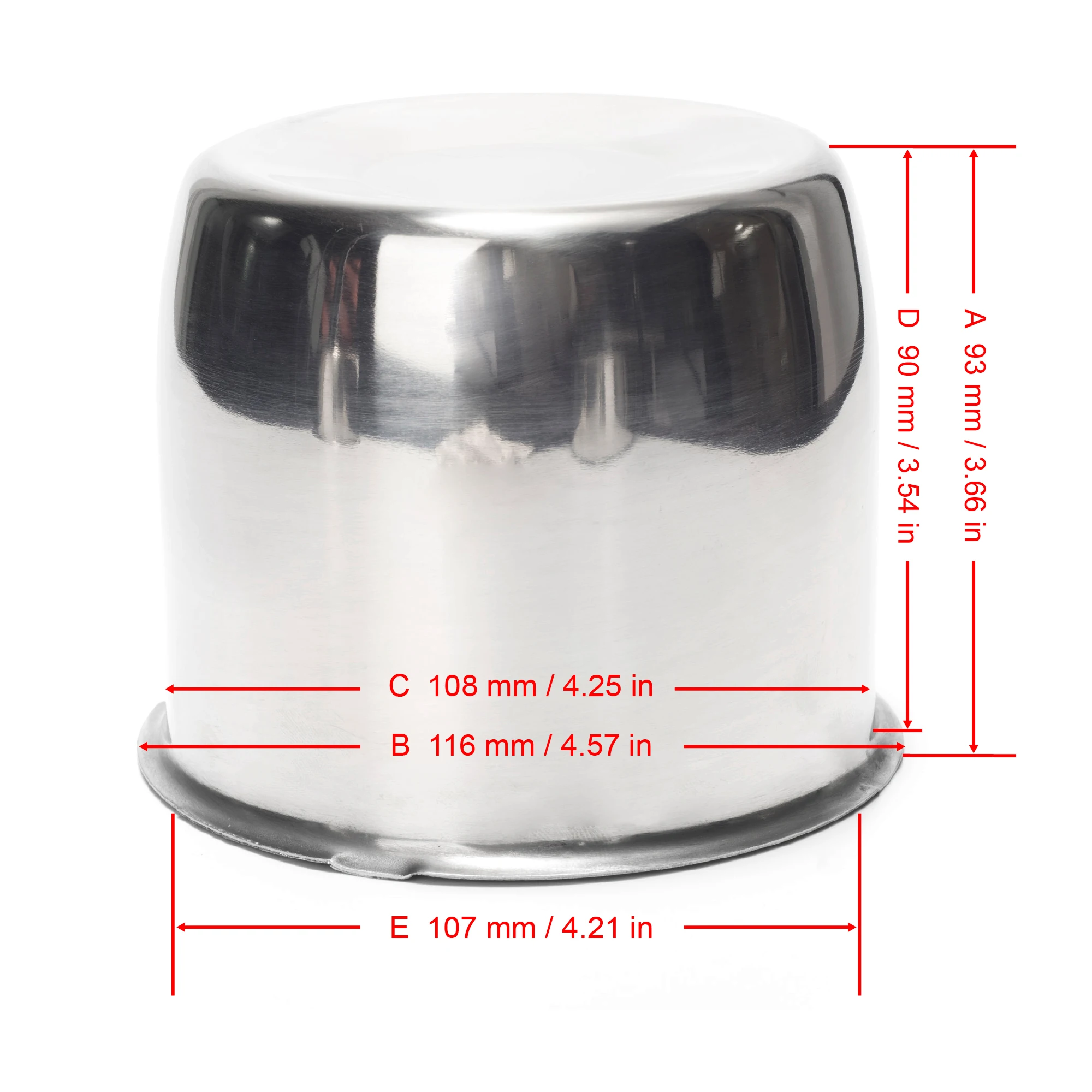4pcs 108mm 4.25in Push Through Center Cap For Trailer/Truck Bore 3.66in Tall Stainless Steel Rims Hub Cover Accessroies Chrome