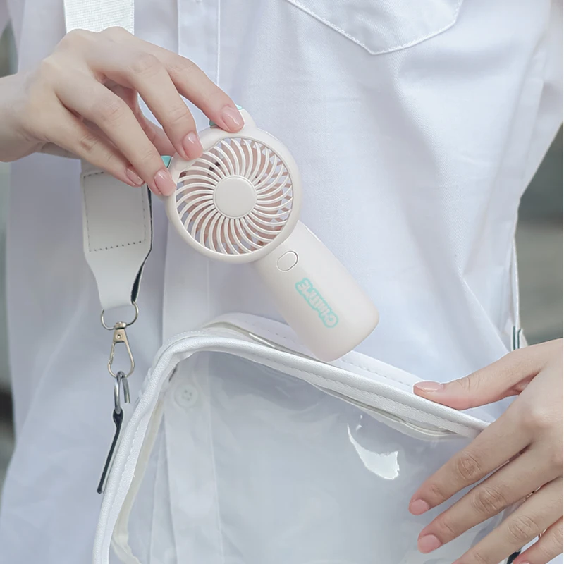 Portable Handheld Fan for Travel Outdoor Personal Cooling Fan with Lanyard USB Rechargeable Cute Bear Style Mini Desk Fan view 4