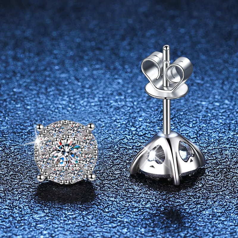 

Platinum PT950 18K Gold Earrings Women's Full Diamond Moissanite High-end Feeling Starry Earrings D Color 1 Carat Moissanite