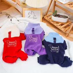 Autumn and Winter Pet Four Legged Pants Clothing Puppy Cat Lamb Wool Hot Dog Embroidery Jumpsuit Teddy Bear Small Dog Coat