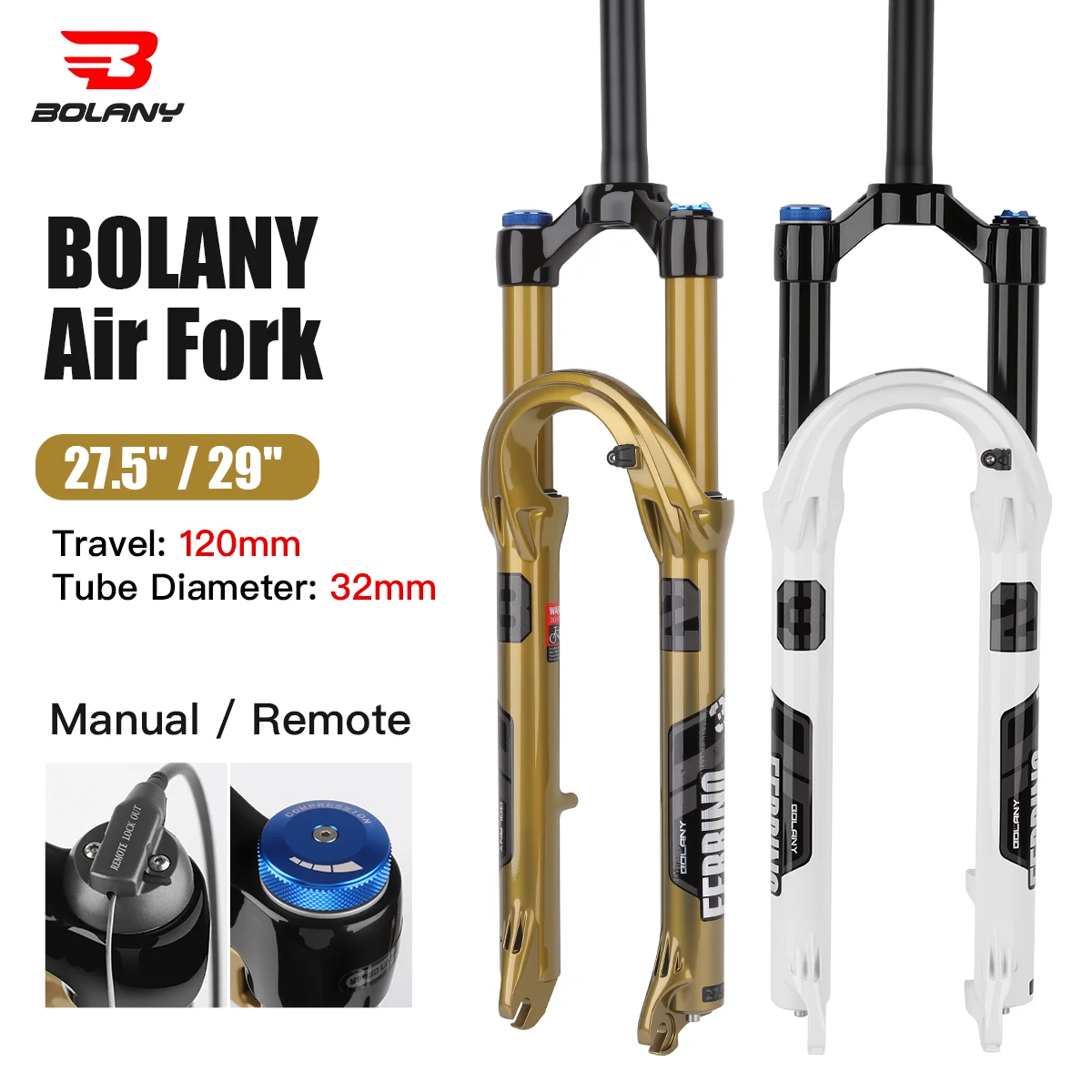 

BOLANY 32 мм велосипедная воздушная вилка 27,5/29 дюймов 120 мм дорожная золотистая масляная пневматическая подвеска легкая 9x100 мм быстросъемная велосипедная вилка