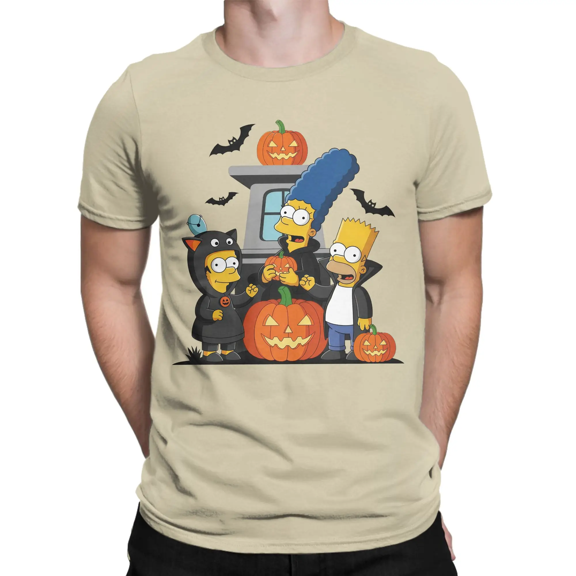 Men Cartoon S-Simpsons Halloween T Shirt  Cotton Clothing Vintage Short Sleeve Crewneck Tees Gift Idea T-Shirt