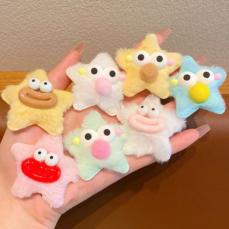 5/2/1pcs Girl's Cute Plush Star Hair Clips for Women Ugly Cartoon Sausages Mouth Dolls Hairpins Funny Stuff Headwears Barrettes