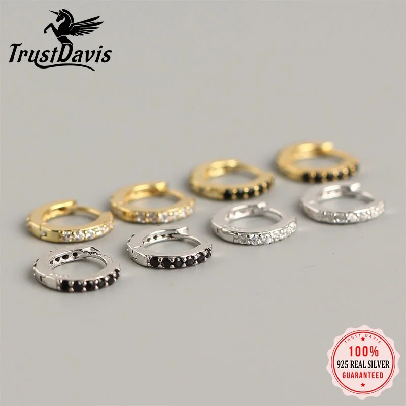 TrustDavis 925 Sterling Silver  Fashion Fine  Round Hoop Earrings for Women Birthday Gift Jewelry DS3918
