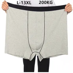 200KG Men Boxers 13XL 12XL Pure Cotton Panties Overlarge Plus Size Underwear 10XL 9XL High Waist Male Elastic Dad Underpants