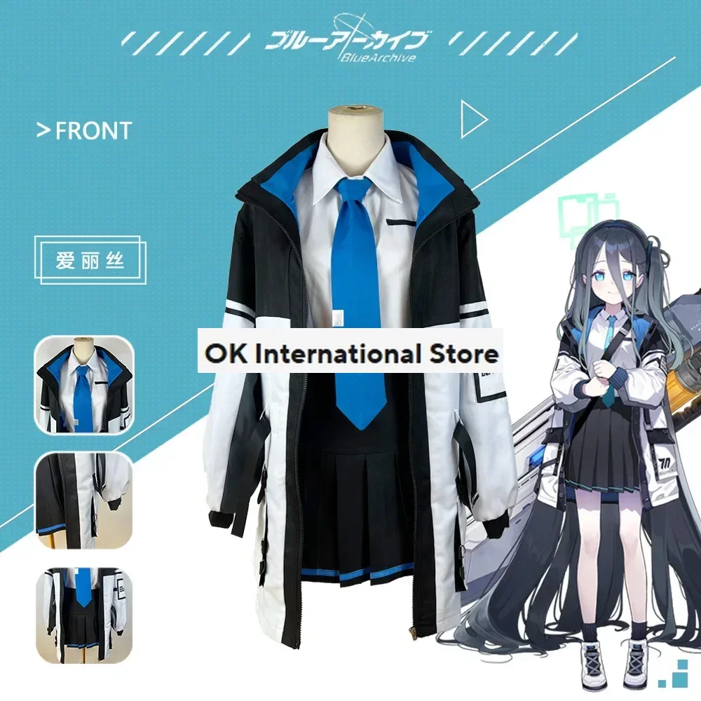 Anime Azul Archive Arisu Cosplay Costume para Homens e Mulheres, Casaco com capuz, Roupas de Trabalho, Uniforme JK, Terno Carnaval Halloween