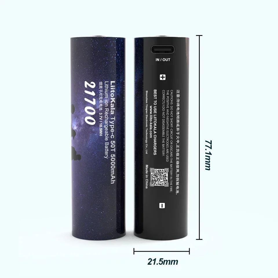 4 Uds 100% Original Liitokala tipo c 50T 21700 batería de litio multifunción 3,7 V 5000mAh tipo c entrada y salida salida de 5V.