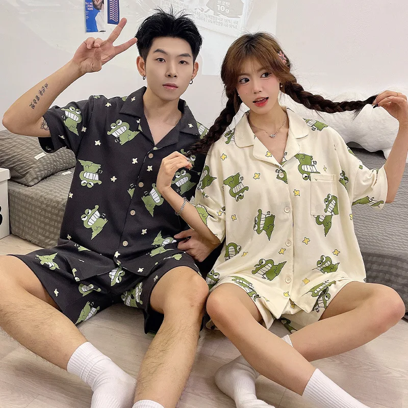 

Cartoon Pajamas Set for Lovers Family Couple Matching Pijamas Home Clothing Summer Shorts with Tops Party Cozy Harajuku Roomwear