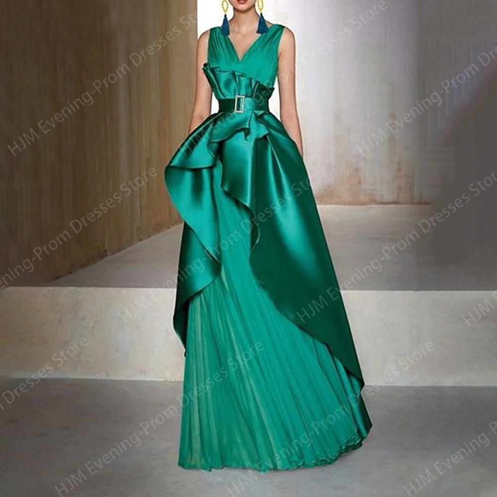 Long Elegant Mother of the Bride Dresses Satin V-Neck Floor-Length A-Line Wedding Guest Party Evening Gala Dress for Women 2024