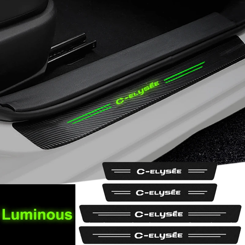 Luminous Car Door Threshold Stickers Protective Film for Citroen C Elysee Logo Trunk Sill Bumper Strip Glowing Decals Decor