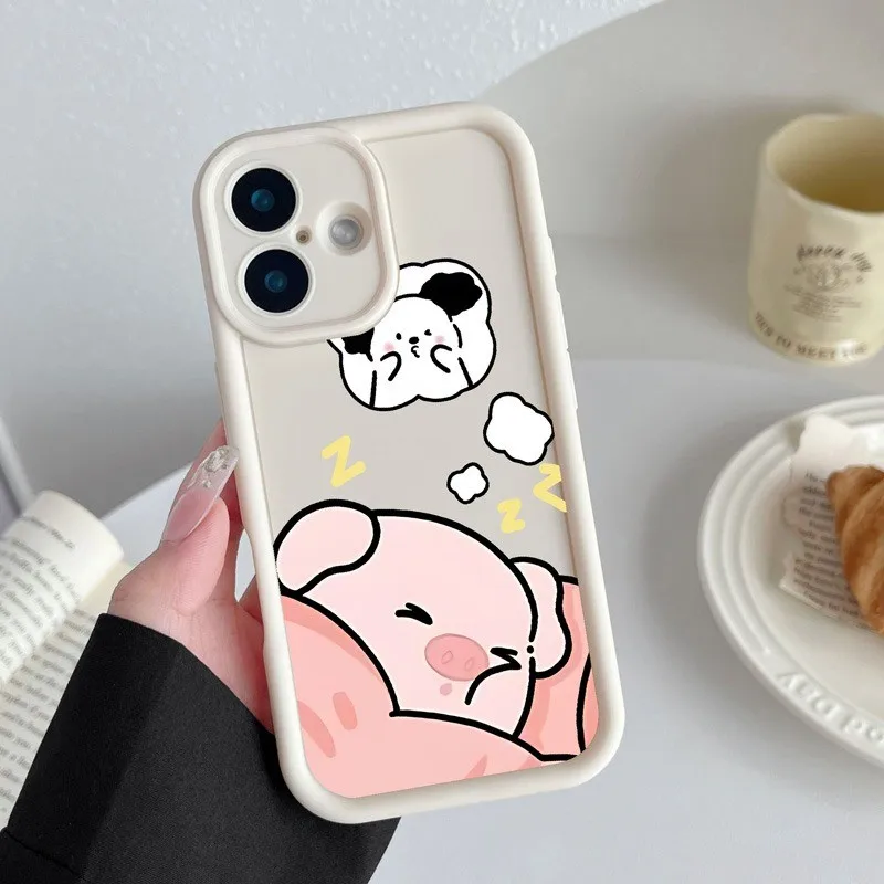 Gourde Cute Funny Casing Sleeping Pig Shockproof Phone Case for IPhone 16 15 14 12 13 11 Pro Max IP 7 8 Plus Iphon X XS XR XsMax