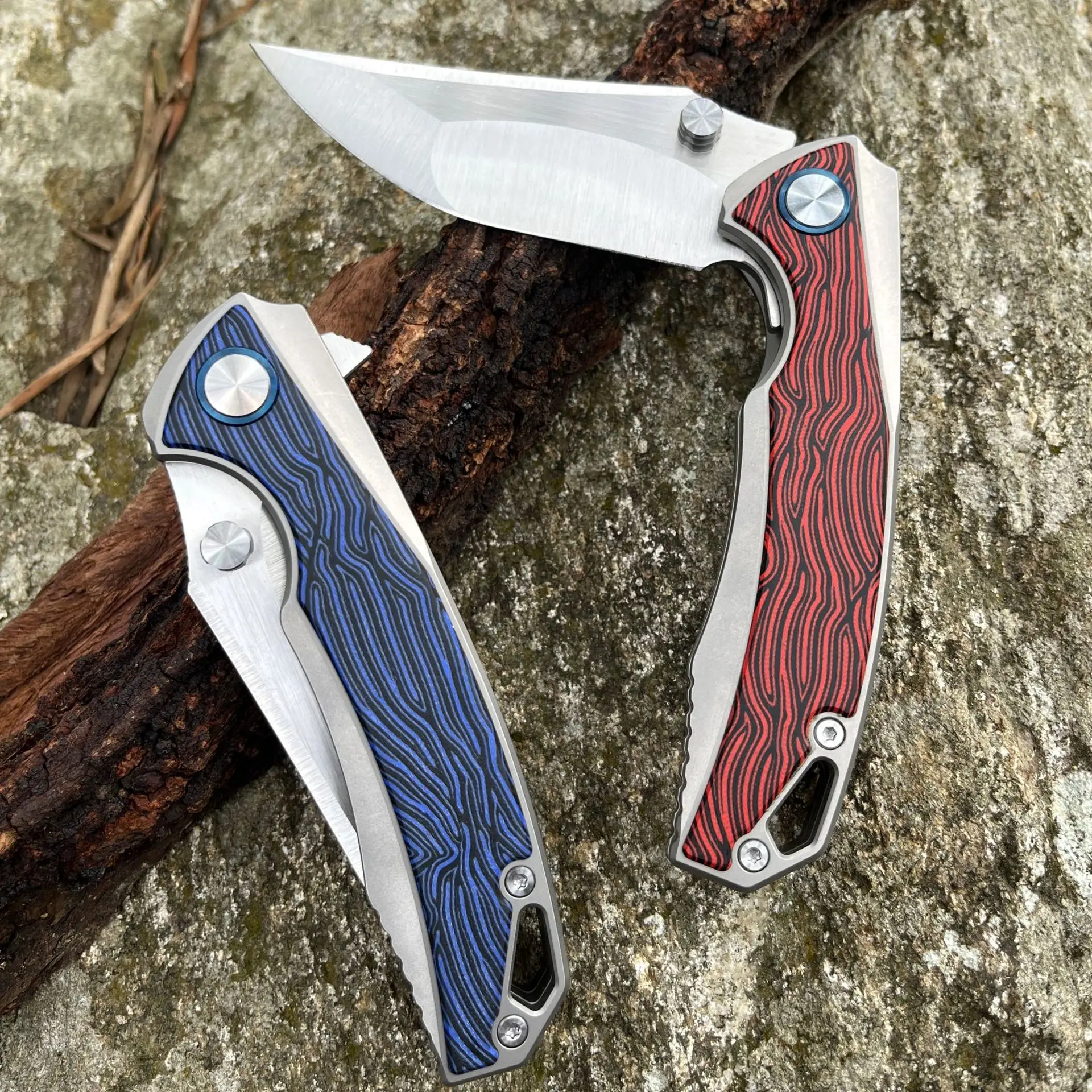 2025 الراقية التيتانيوم EDC سكين للفرد مع VG-10 شفرة، CNC الدقة جوفاء طحن أداة الجيب في الهواء الطلق