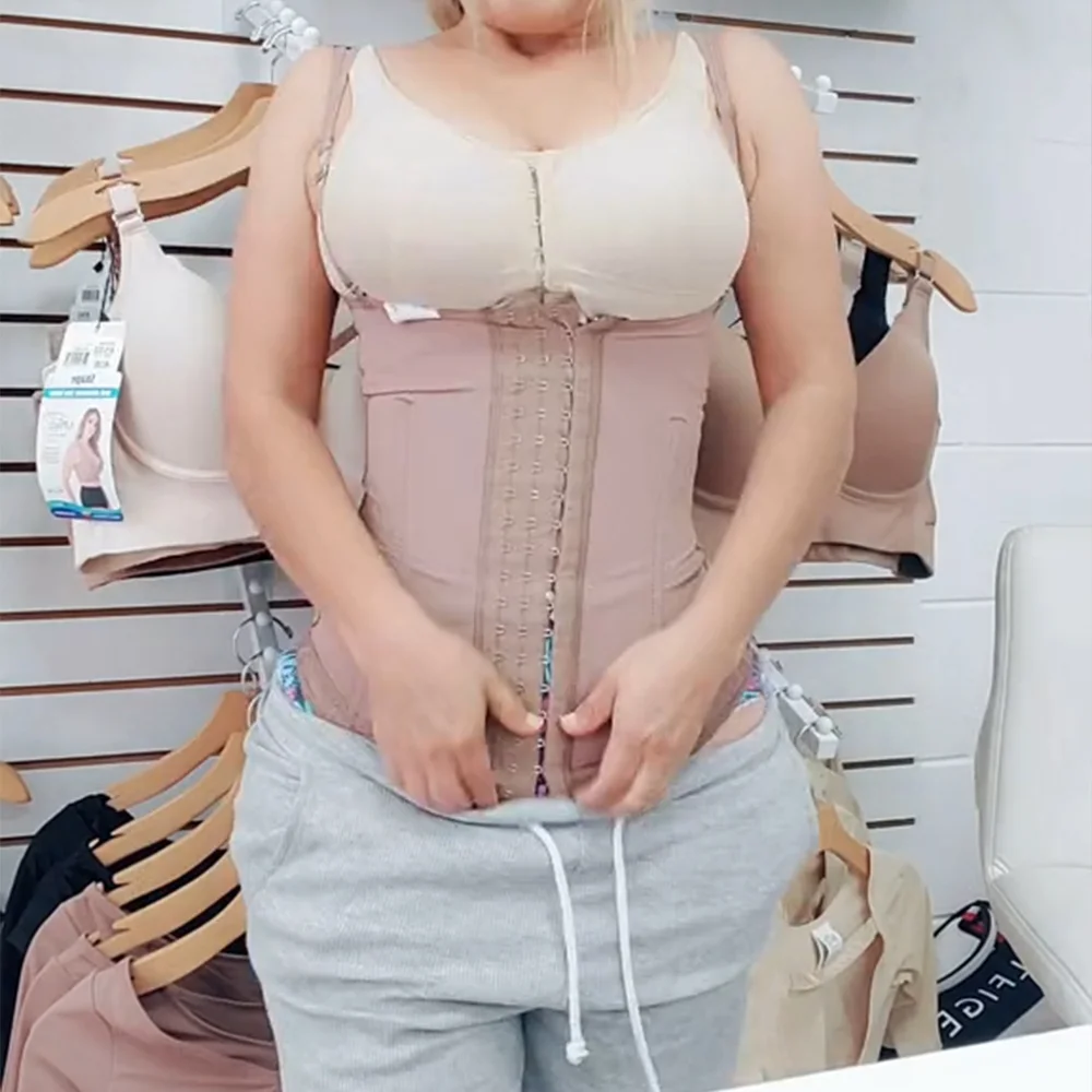 

Fajas Body Shaper for Women Waist Trainer Seamless Slimming Tank Top Adjustable Straps High Compression Corset with Hooks
