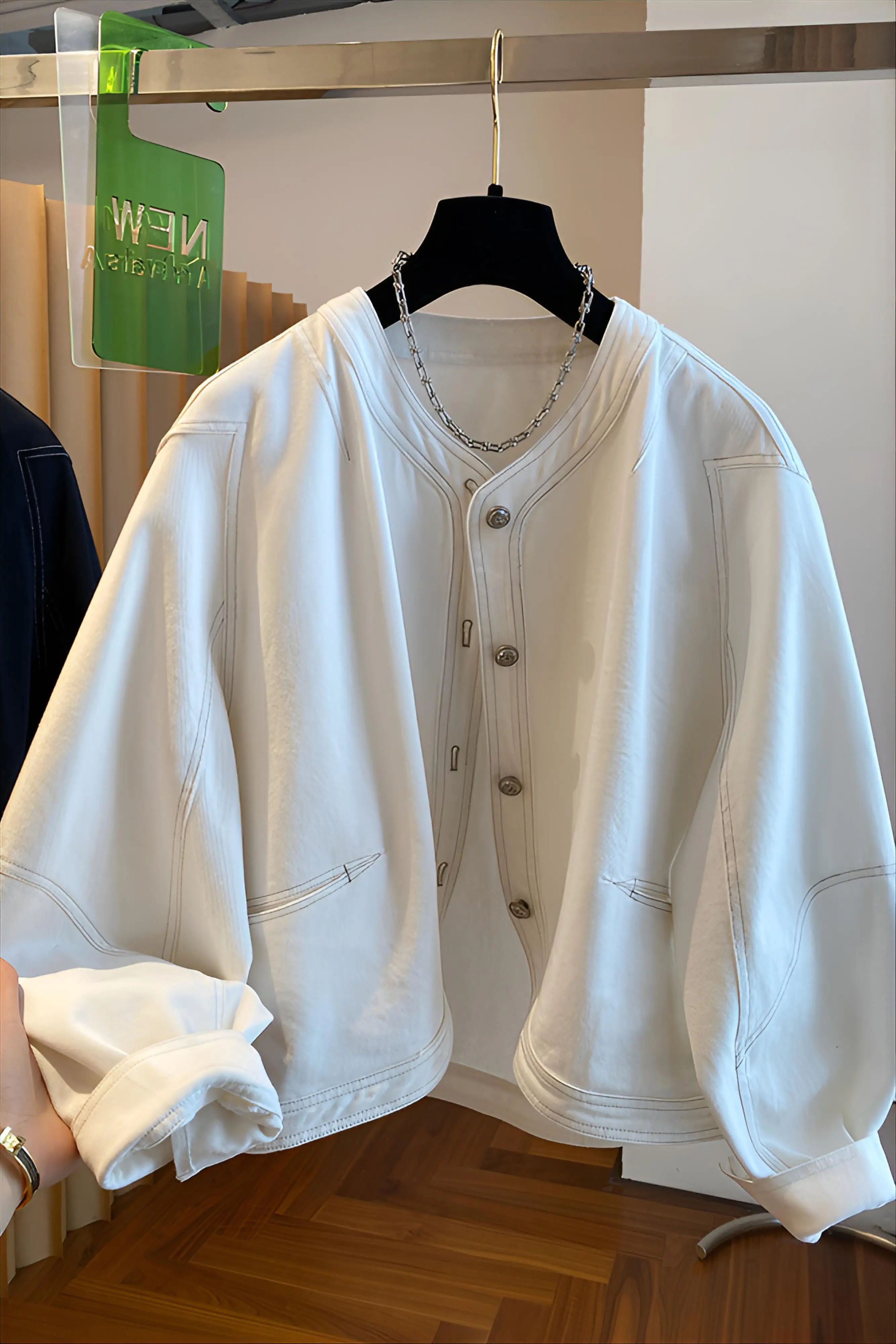 

Denim Coat Fur Womens Winter Cotton-Padded Plush Cashmere Lining Invierno Quilted Padding Metal-Buttoned Warm Four-Pocket Jacket