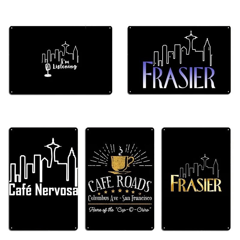 Cafe Nervosa Sign Frasier Seattle Metal Signs Pub Garage Mural Painting Cinema Garage Vintage Cafe Nervosa Metal Posters