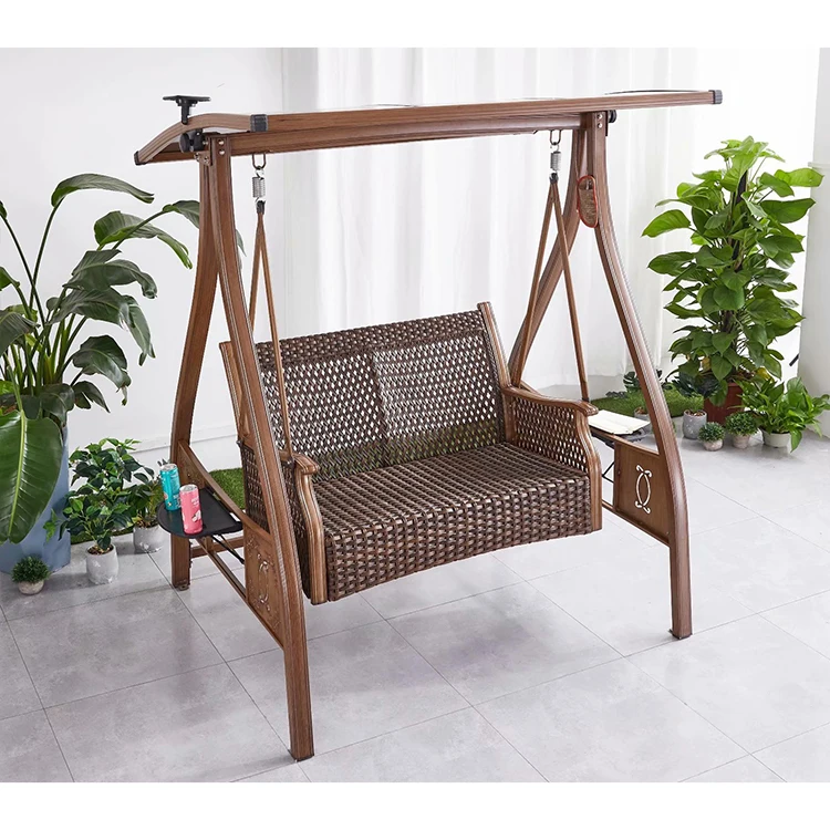 Duplo Rattan Pendurado Swing Chair, Quadro De Alumínio, Hotel Pátio, Villa, Jardim, Venda Quente