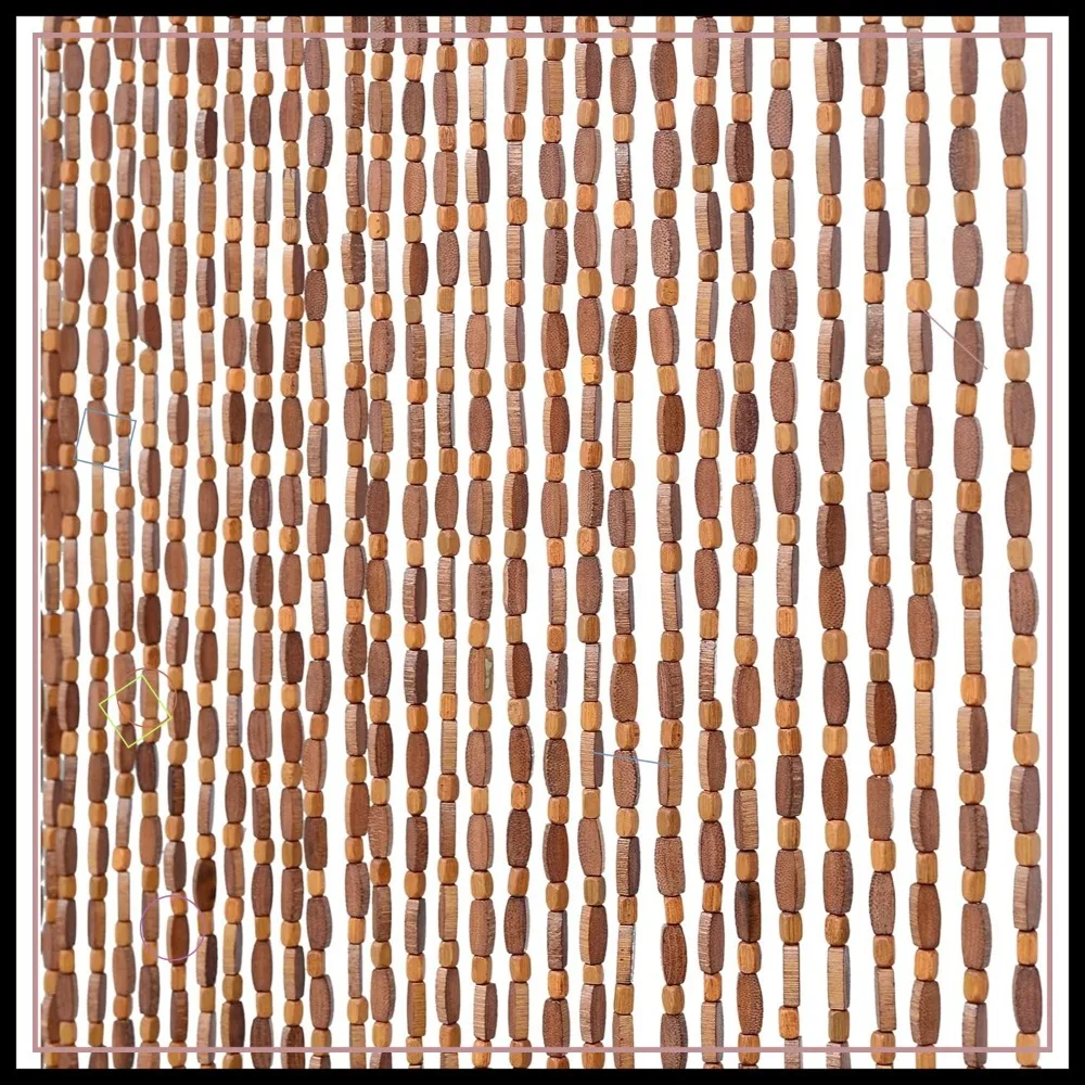 

52 Strands Beaded Curtain for Doorway, Brown Wood & Bamboo Room Divider, 36x79 inch