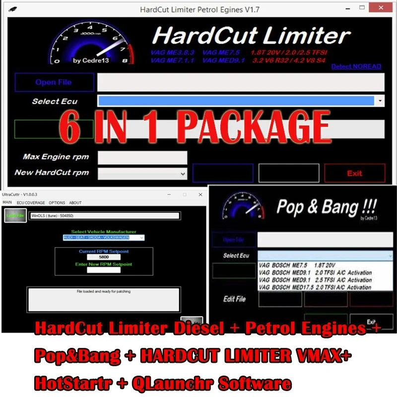 

New HardCut Limiter Diesel + Petrol Engines + Pop&Bang + HARDCUT LIMITER VMAX+ HotStartr + QLaunchr Software 6 IN 1 PACKAGE