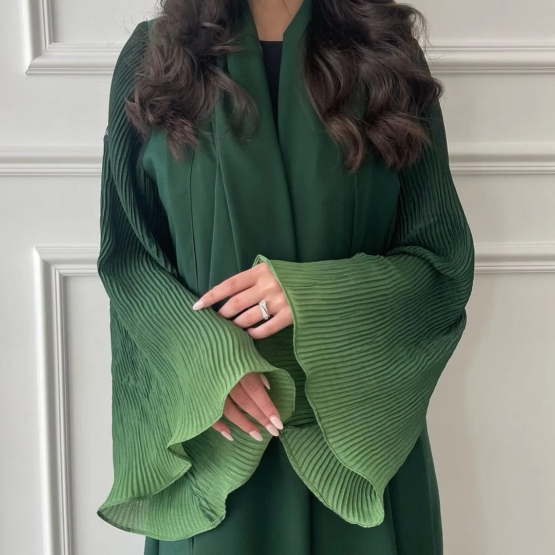 

Muslim Flare Sleeve Casual Arabian Abayas Elegant Open Front Abaya Turkey Kaftans Women Jilbabs Middle-East Islamic Maxi Dress