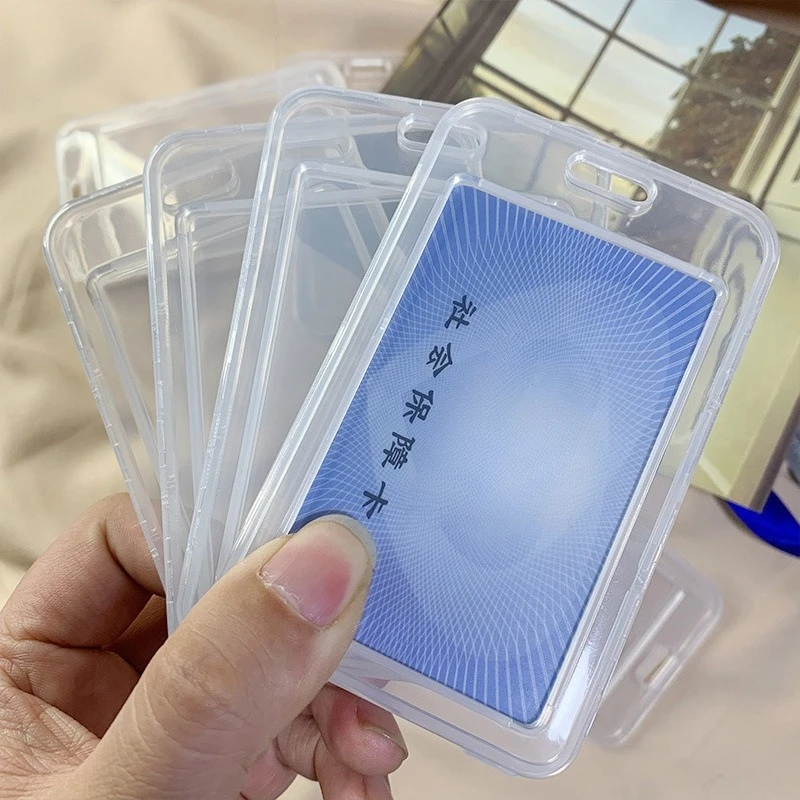 

2pcs Plastic ID Tag Badge Holder Transparent Working Permit Case Staff Nurse Pass Work Card Holder Exhibition ID Card Sleeve