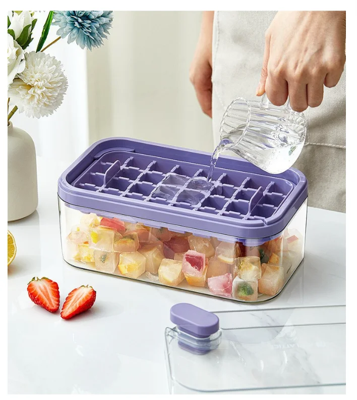 

ice making box press type ice mold easy to demold large capacity ice bucket camping home multifunctional ice maker