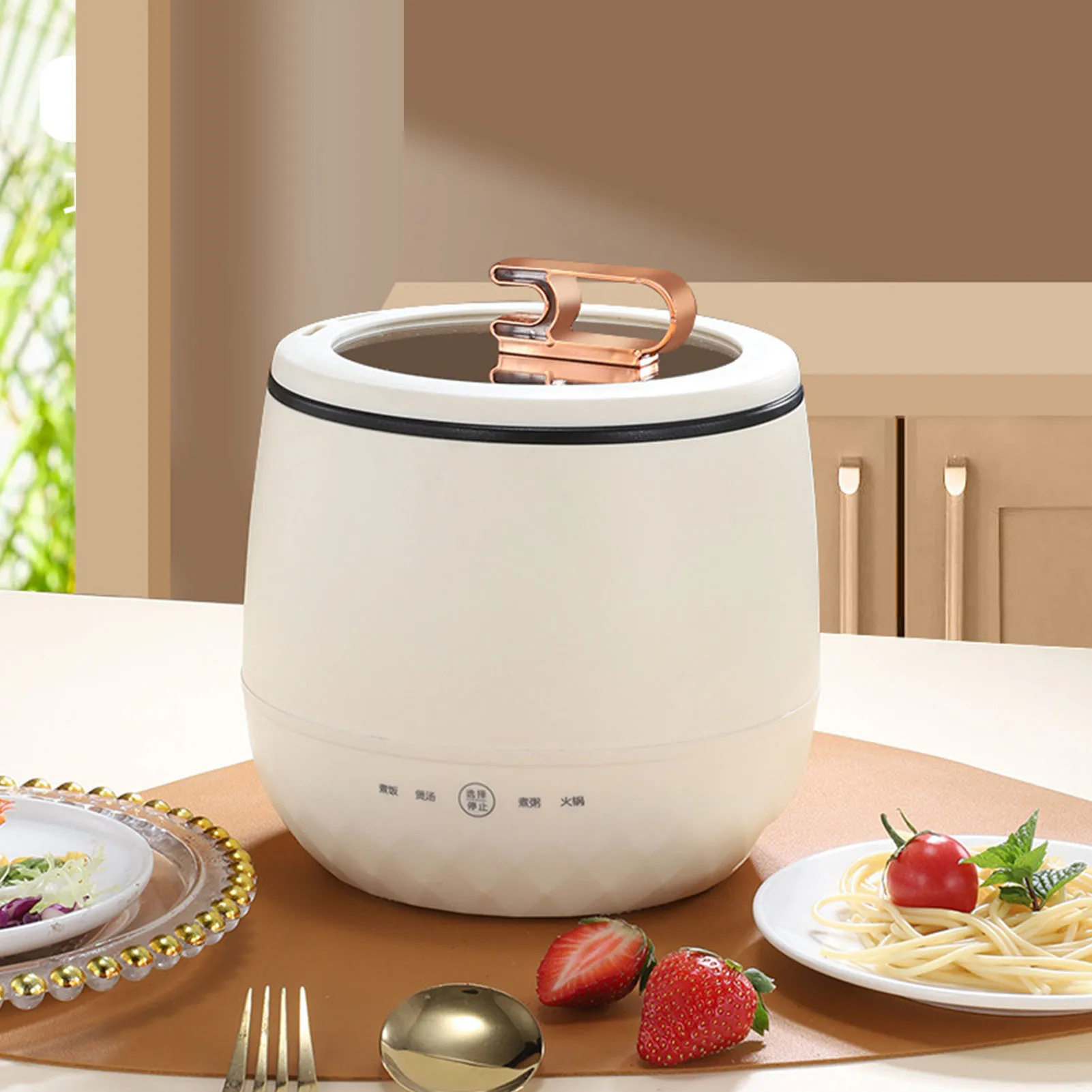 Multi Functional 1.8L Mini Rice Cooker Nonstick Inner Pot Porridge Cooking Button Control Compact Design For Small Families Easy