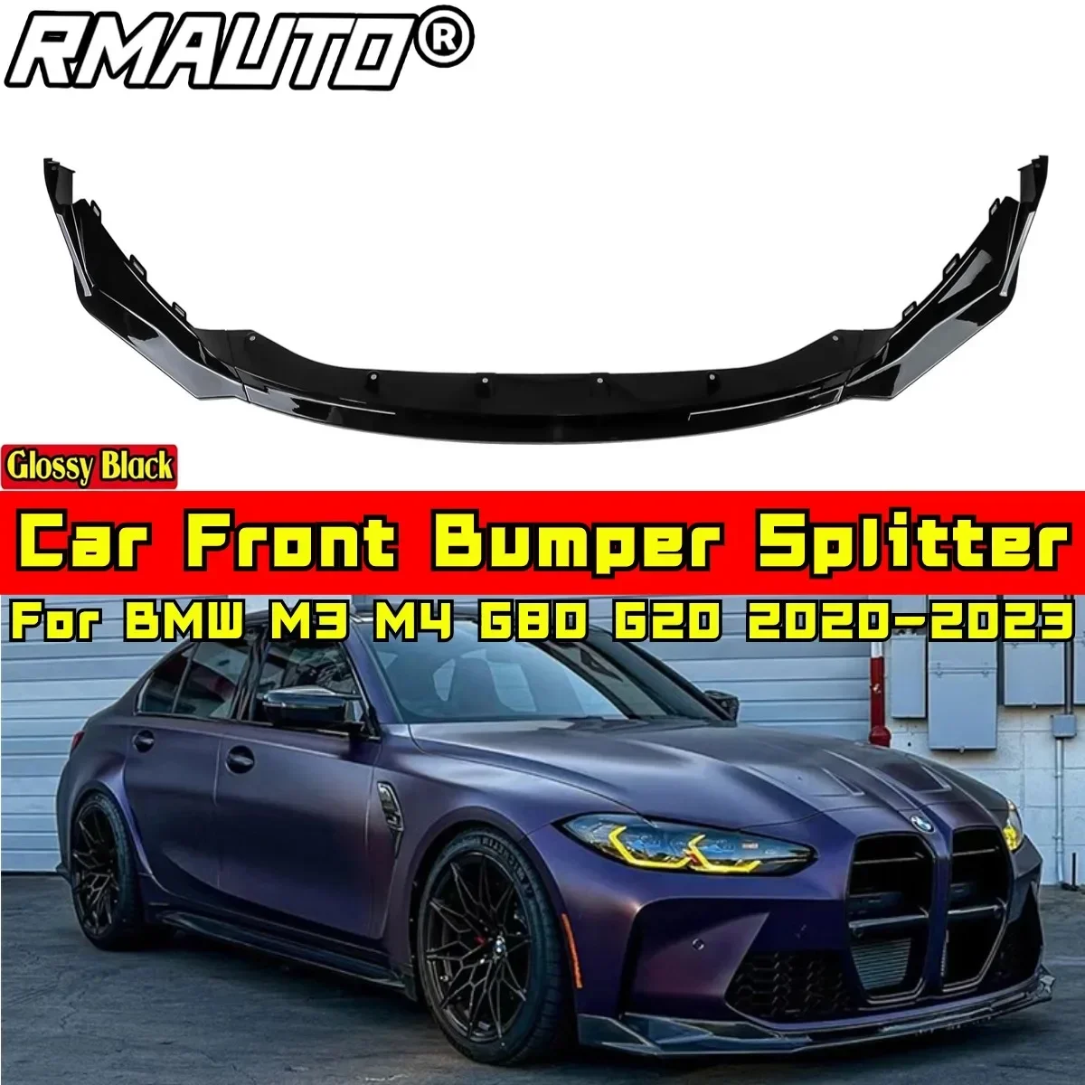 M3 M4 G80 G82 Bumper Spoiler Glossy Black Sport Style Bumper Spoiler Body Kit For BMW M3 M4 G80 G82 2020-2023 Car Accessories